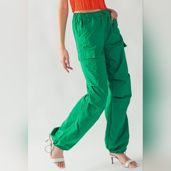 #255 🛑28 M, L BOHO FABULOUS WAIST ELASTIC PARACHUTE CARGO PANTS - Picture 2 of 16